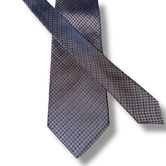 Brioni Purple & Navy Geometric Handmade in Italy 100% Silk Neck Tie - Picture 1 of 4